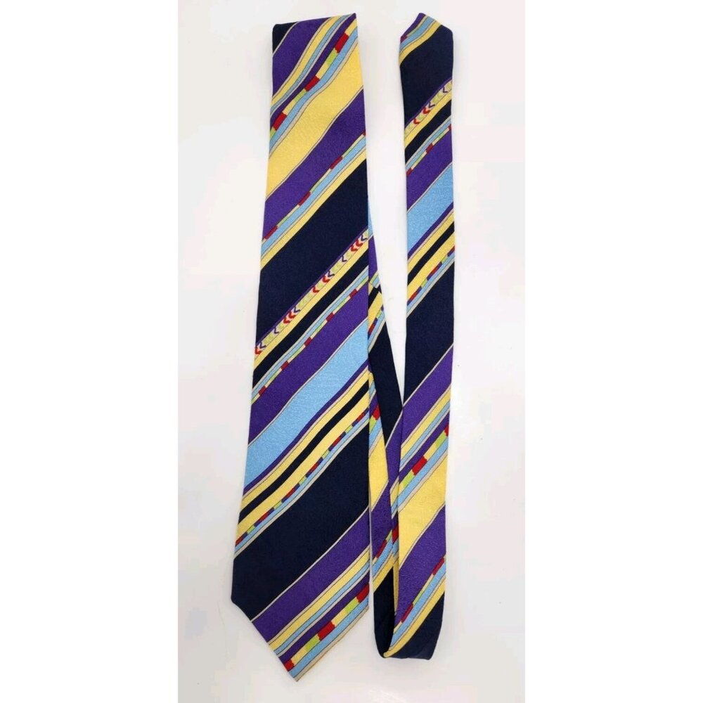 Versace‎ V2 Mens Tie 55"x3.75" 100% Silk Vintage Stripes Made In Italy